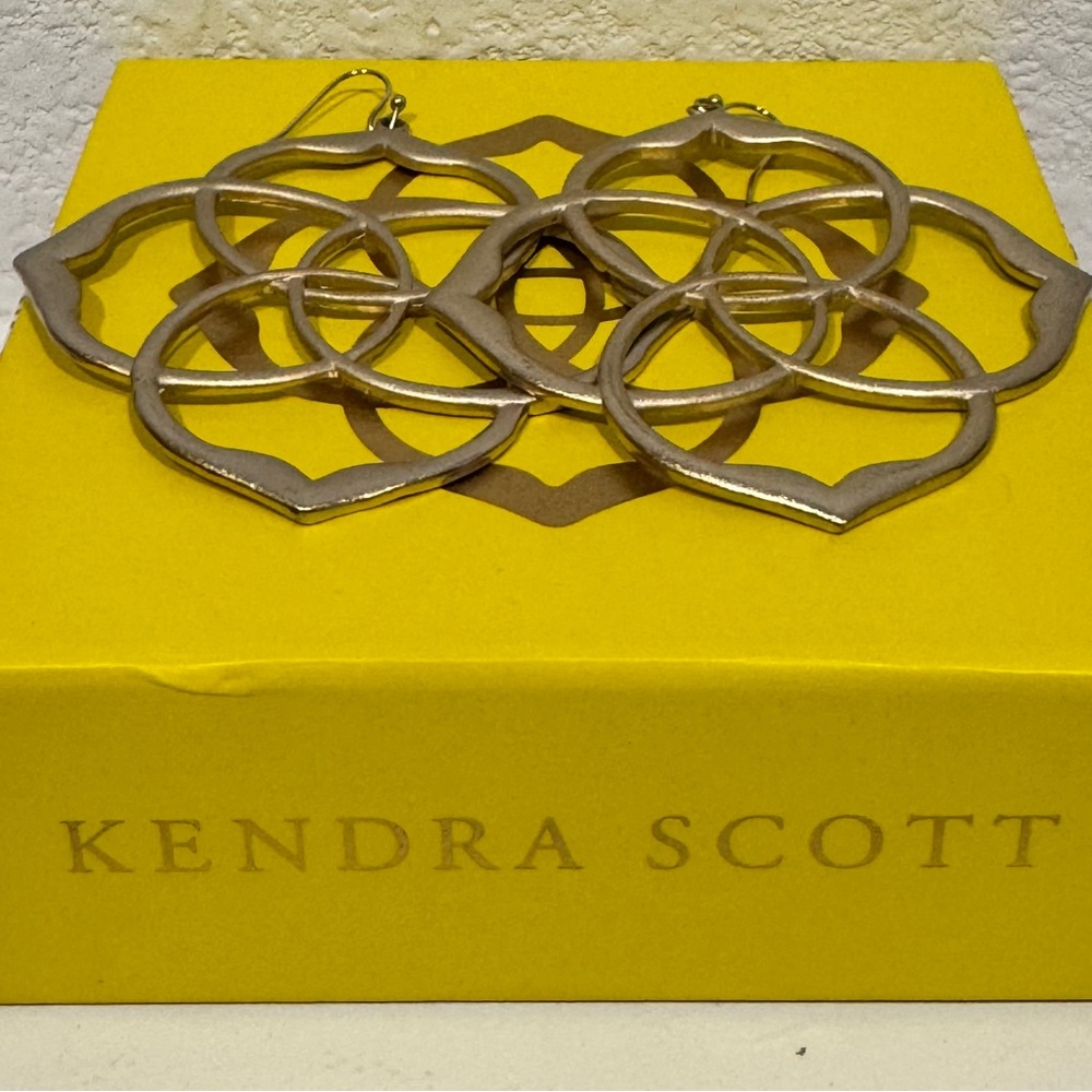 Kendra Scott Rajan Silver Drop Earrings | Retired HTF Designer Statement - Picture 2 of 5